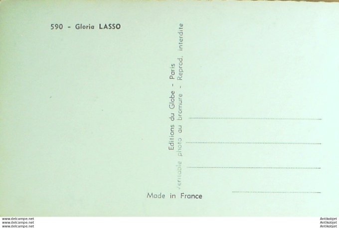Lasso Gloria (Photo Imprimée Pub Studio) 1960 "Dédicacée"