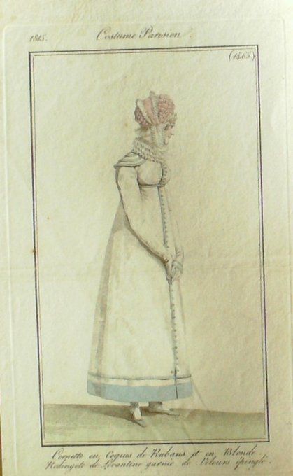 Gravure Mode Costume Parisien 1815 # 1465 (eau forte old Fashion plate