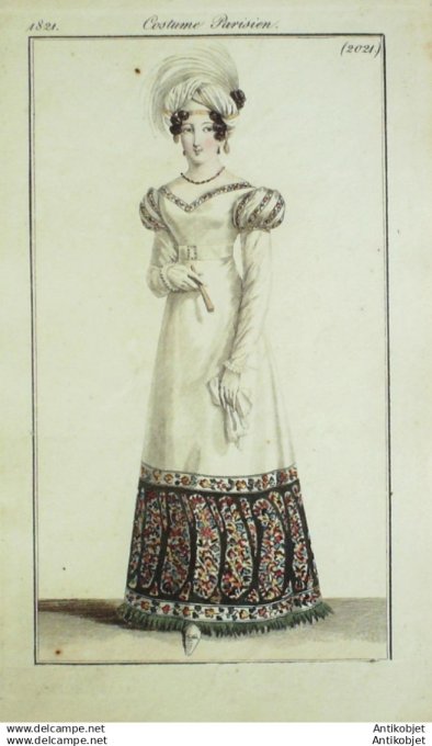 Gravure Mode Costume Parisien 1821 # 2021 (eau forte old Fashion plate