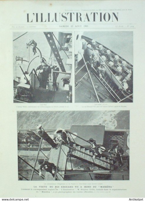 L'illustration 1905 n°3259 Edouard VII Suède Stockholm Tromsda Lapons île de Wight Cowes Cuirassé Ma