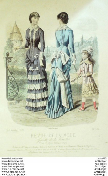 Gravure Mode La Gazette 1881 # 506 (Old Fashion plate)