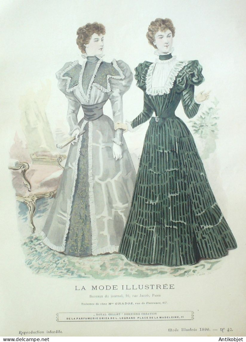 Gravure Mode illustree 1896 # 42 (Old Fashion plate) RARE