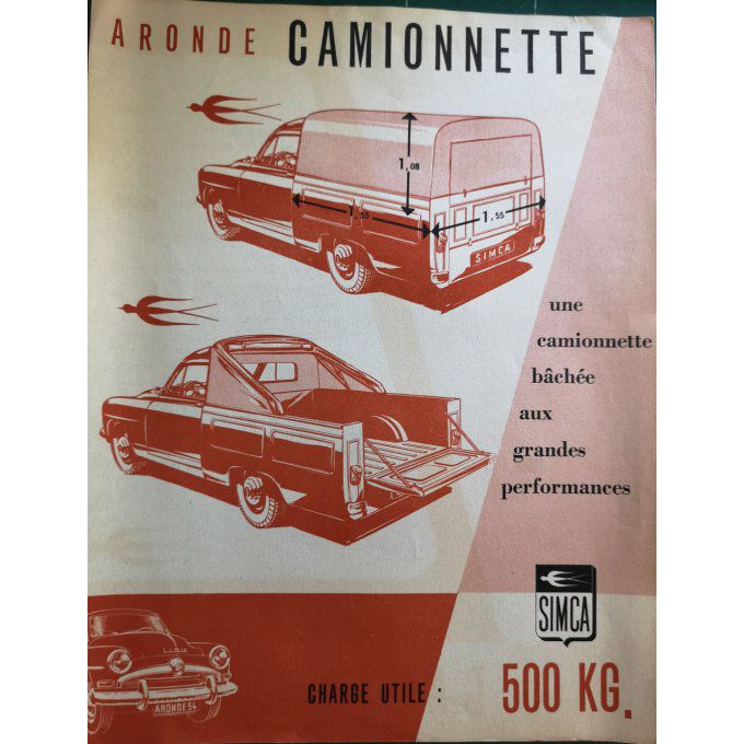 Catalogue SIMCA ARONDE camionnette 1958