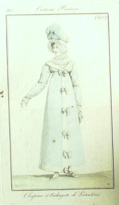 Gravure Mode Costume Parisien 1815 # 1470 (eau forte old Fashion plate
