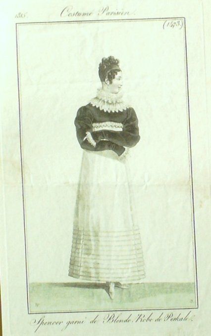 Gravure Mode Costume Parisien 1815 # 1473 (eau forte old Fashion plate