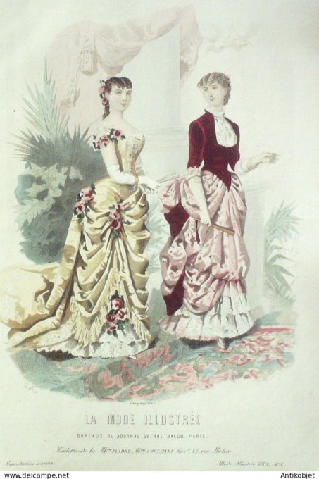 Gravure Mode illustree 1883 #  1 (Old Fashion plate)