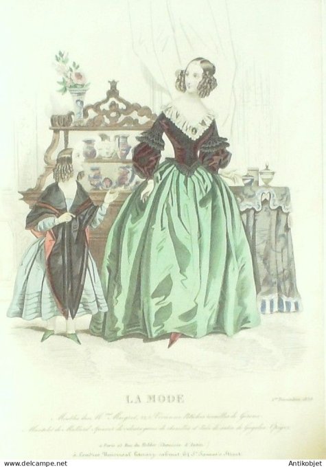 Gravure La mode 1838 # 40 (aquarelle old Fashion plate)