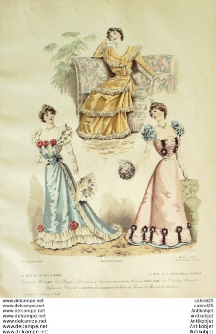 Gravure Mode Le Moniteur 1897 # 46 (Old Fashion plate)