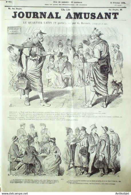 Le Journal Amusant 1874 #  911 Le quartier latin par Randon