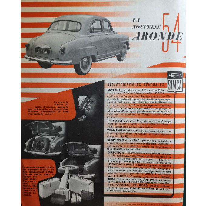 Catalogue SIMCA ARONDE 1954