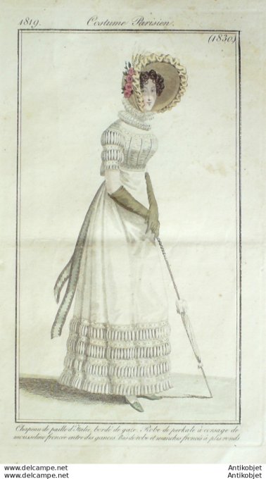 Costume Parisien 1819 # 1830 Robe perkale