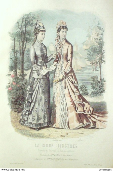 Gravure Mode illustree 1878 # 29 (Old Fashion plate)