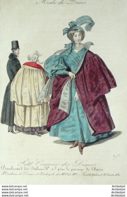 Gravure Mode Courrier des Dames 1831 #  900 (eau forte old Fashion plate)