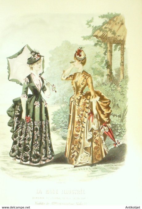Gravure de mode La Mode illustrée 1885 n°21 (Maison Coussinet)