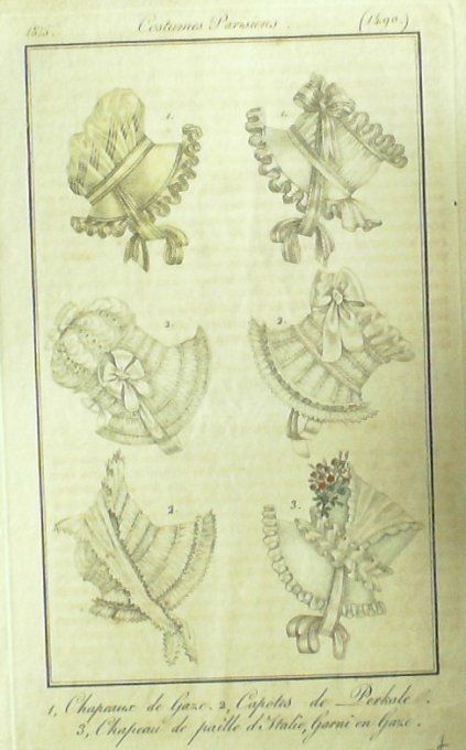 Gravure Mode Costume Parisien 1815 # 1490 (eau forte old Fashion plate