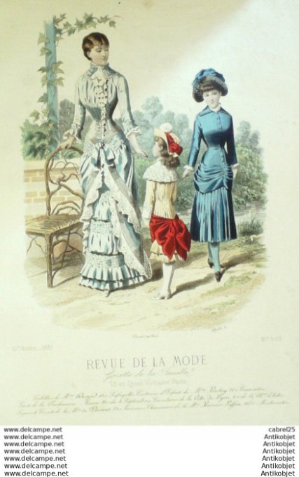 Gravure Mode La Gazette 1881 # 503 (Old Fashion plate)