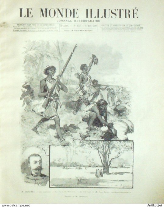 Le Monde illustré 1890 n°1720 Dahomey Whyddah amazone Pologne Varsovie Angleterre Forth