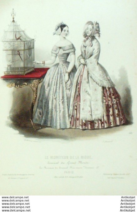 Gravure Mode Le Moniteur 1849 # 43 (Old Fashion plate)