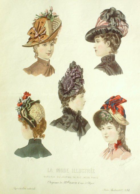 Gravure Mode illustree 1887 # 141 (Old Fashion plate) 