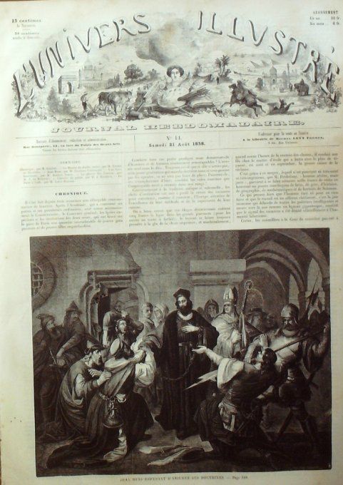 L'Univers illustré 1858 #  14 Strasbourg (67) Murhof Jean Huss Allemagne Bade noce Lusacienne