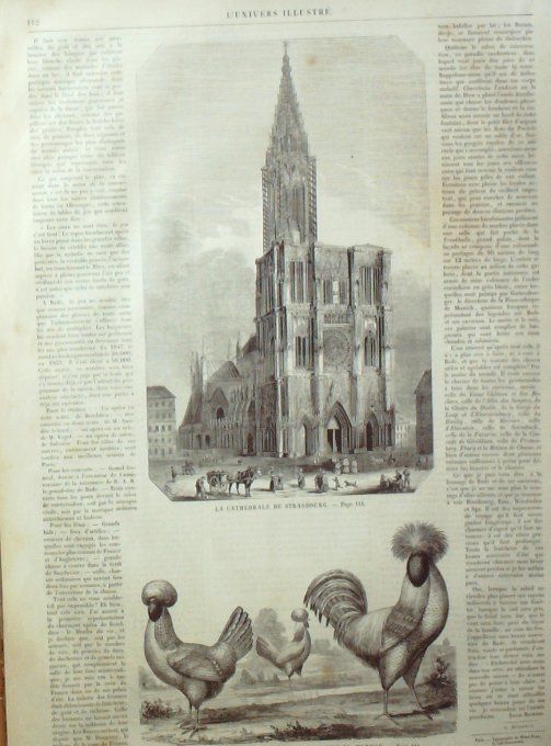 L'Univers illustré 1858 #  14 Strasbourg (67) Murhof Jean Huss Allemagne Bade noce Lusacienne