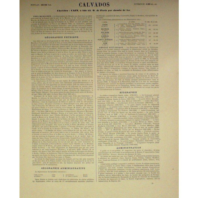 Carte CALVADOS (14) CAEN Graveur LECOQ WALTNER BARBIER 1868