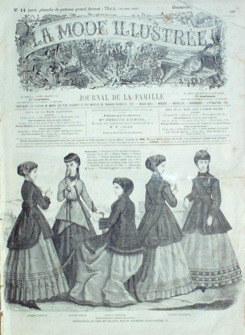 Journal Mode illustrée 1868 # 14 Casaque Louis XV & Paletot Eurydice