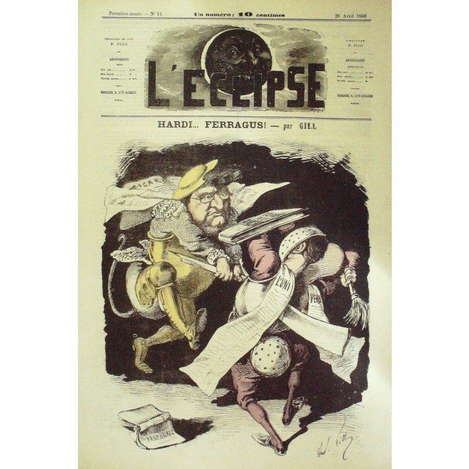 L'Eclipse 1868 n°14 FERRAGUS (HONORE de BALZAC) n°André GILL