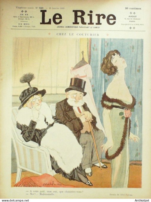 Le Rire 1913-01-25 # 521 Journal humoristique Ed.Originale Chez le Couturier