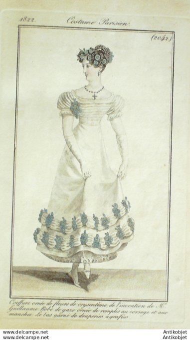 Costume Parisien 1822 # 2042 Robe de gaze ornée de remplis