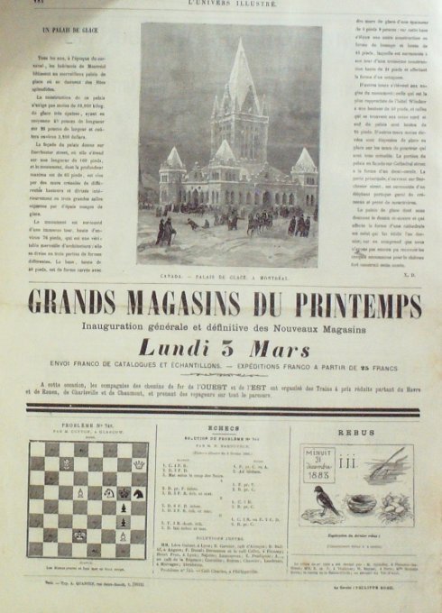 L'Univers illustré 1884 n°1510 ESPAGNE Moines INDE Nicobar TONKIN Canonnière EGYPTE Aden CANADA Mont