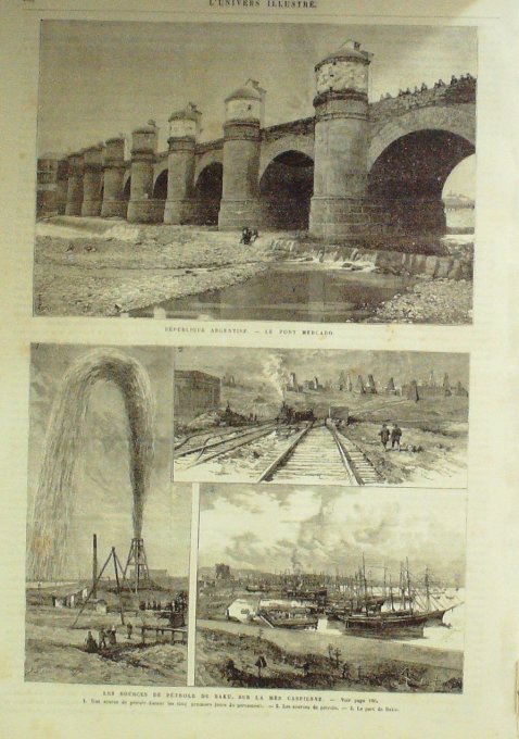 L'Univers illustré 1884 n°1513 DENAIN Anzin SOUDAN ARGENTINE Mercado AZERBAIDJAN Baku TURKESTAN Yark