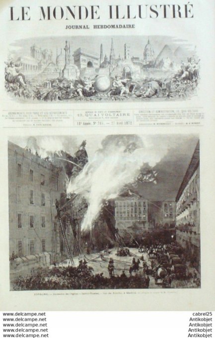 Le Monde illustré 1872 n°785 Rennes Loheac  (35) Villers Cotterets (02) Suisse Geneve Madris Santo-T