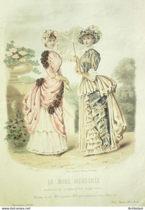 Gravure Mode illustree 1883 # 18 (Old Fashion plate)