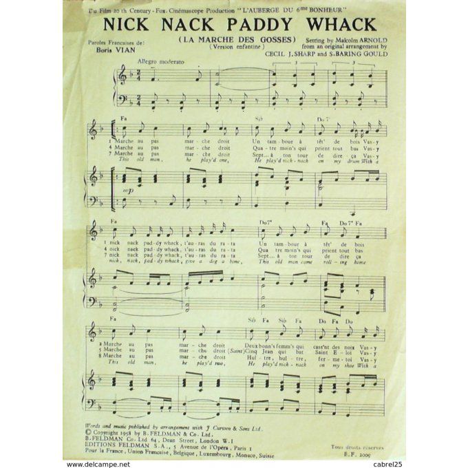 LES COMPAGNONS de la CHANSON-NICK NACK PADDY WHACK-1958