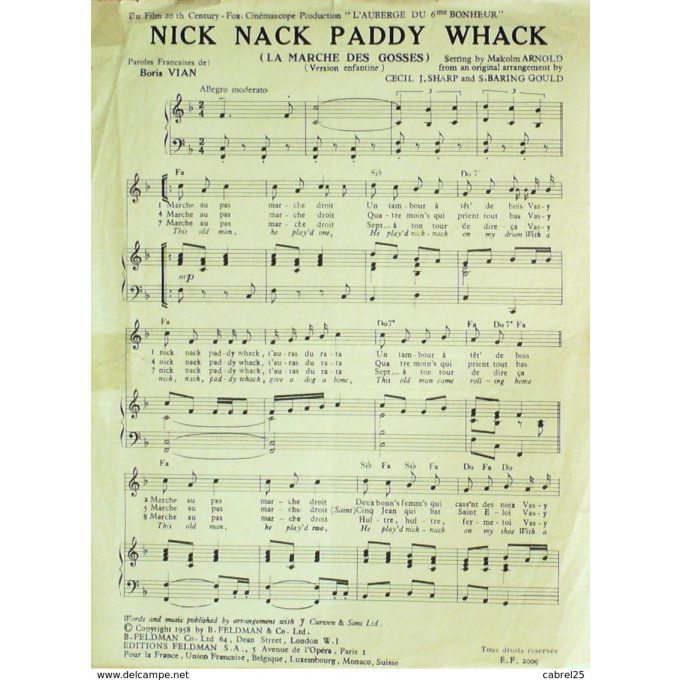 Les Compagnons De La Chanson Nick Nack Paddy Whack 1958