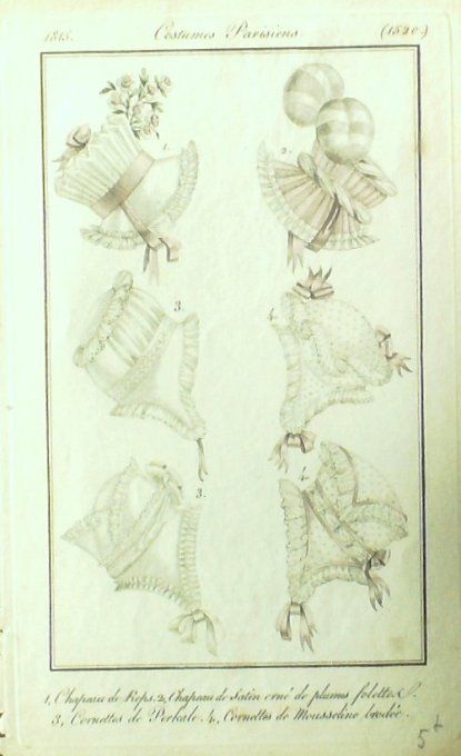 Gravure Mode Costume Parisien 1815 # 1520 (eau forte old Fashion plate