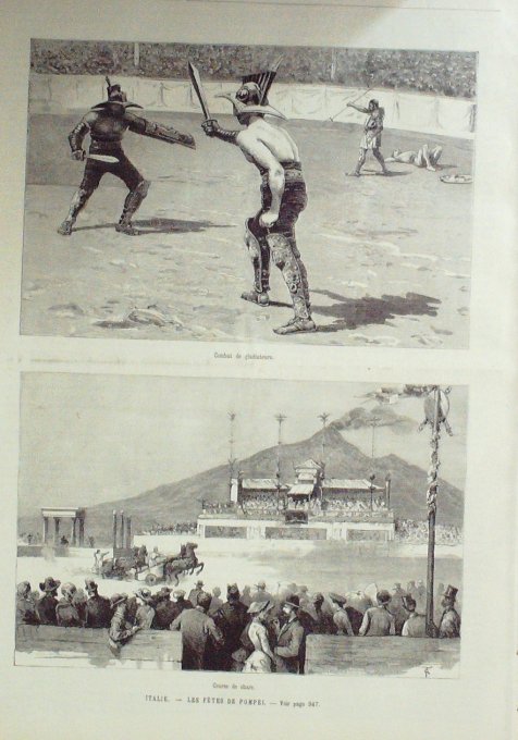 L'Univers illustré 1884 n°1523 Italie Pompéi gladiateurs SUEDE stockholm EGYPTE charrue de coupe