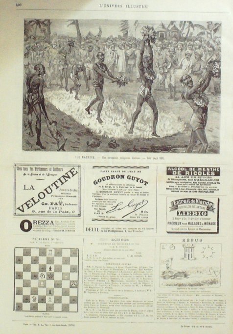 L'Univers illustré 1884 n°1526 LILLE Catastrophe BRUXELLES troubles BRESIL Paulo Affonso ILE MAURICE