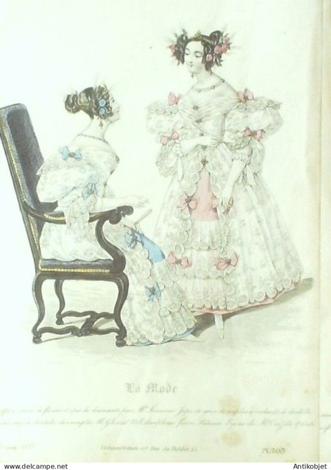 Gravure La mode 1833 # 303 (aquarelle old Fashion plate)