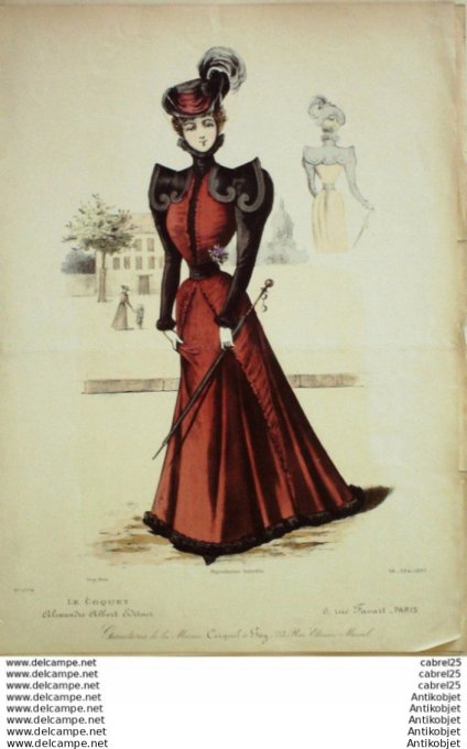 Gravure Mode Le Coquet 1897 # 38 (Old Fashion plate)