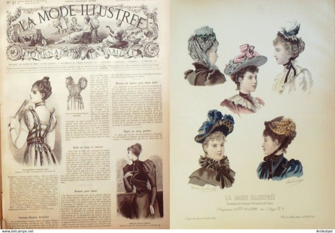 La Mode illustrée journal + gravure associée 1892 # 41