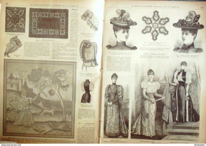 La Mode illustrée journal + gravure associée 1892 # 41