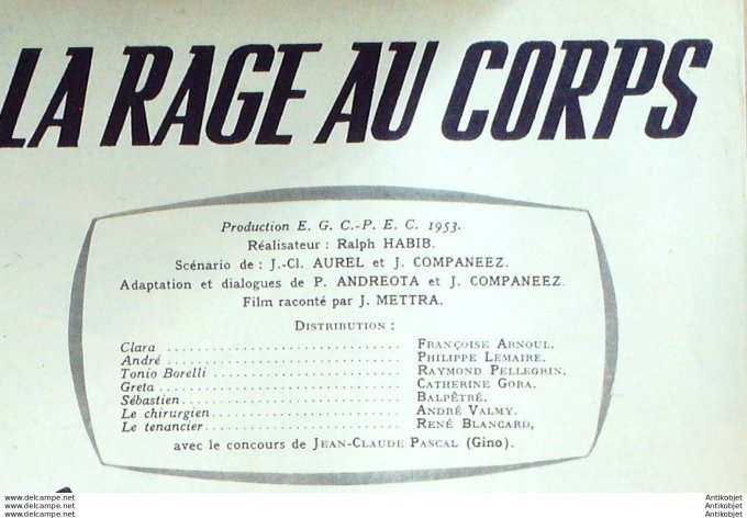 La rage au corps Françoise Arnoul Philippe Lemaire Balpêtré