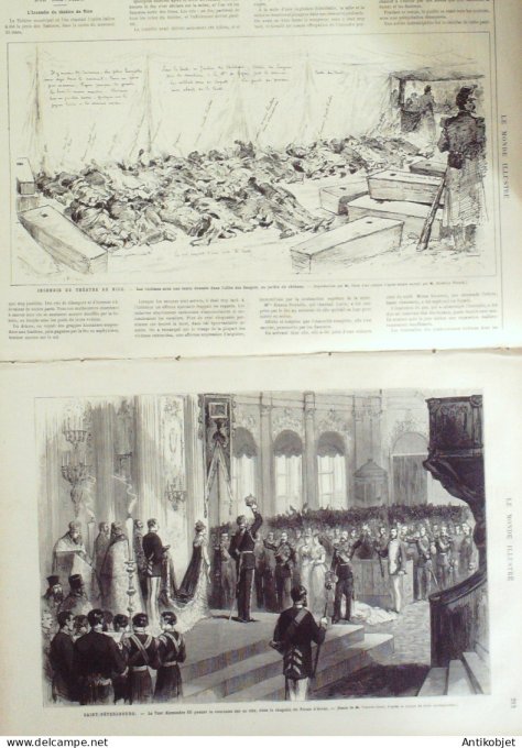 Le Monde illustré 1881 n°1253 Nice (06) Russie St-Pétersbourg Tzar Alexandre III Aéronautes Sivel & 