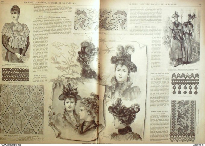 La Mode illustrée journal + gravure associée 1892 # 41