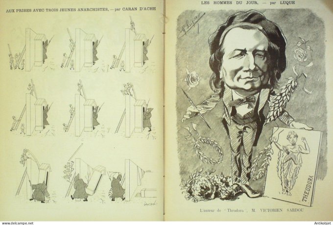 La Caricature 1885 #262 Merveilles de la science Draner panique Faria Sardou par Luque Caran d'Arch