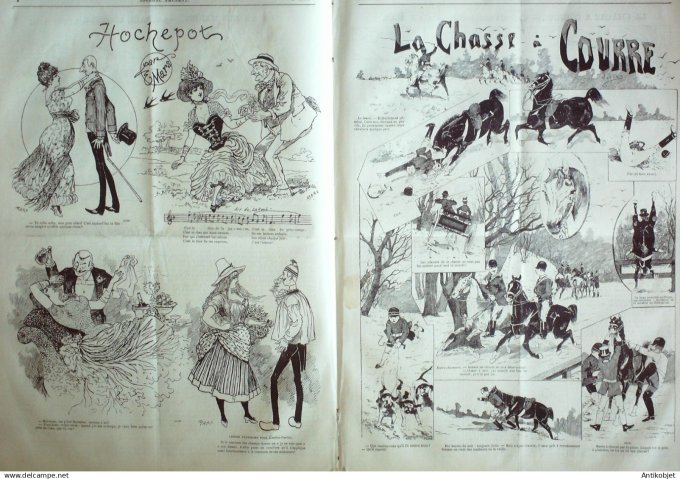 Le Journal Amusant 1885 # 1502  La chasse à courre par Mars et par Josias