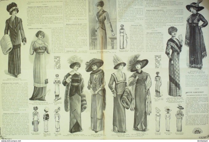 La Mode illustrée journal 1911 n° 49 Toilettes Costumes Passementerie