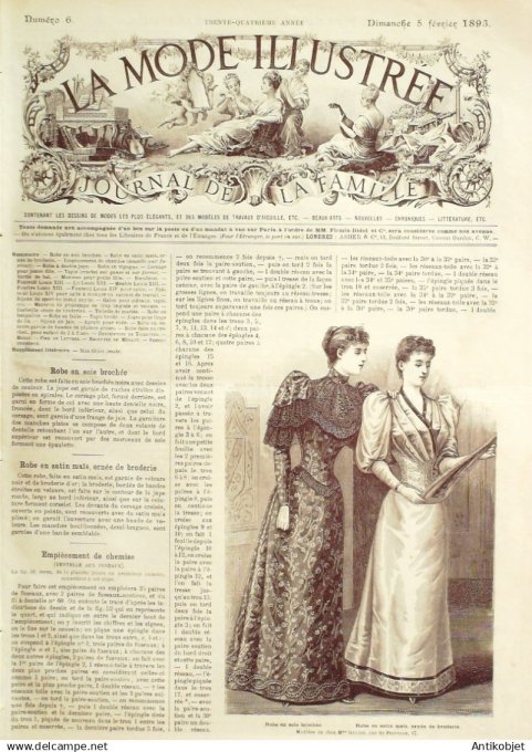 Mode illustree 1893 Lot de 10 journaux